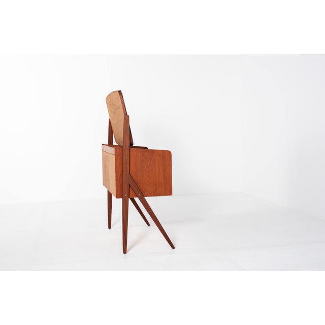 Mid-Century Modern Mid-Century Modern Danish Teak Vanity Table with Black Glass Top, 1960s For Sale - Image 3 of 10