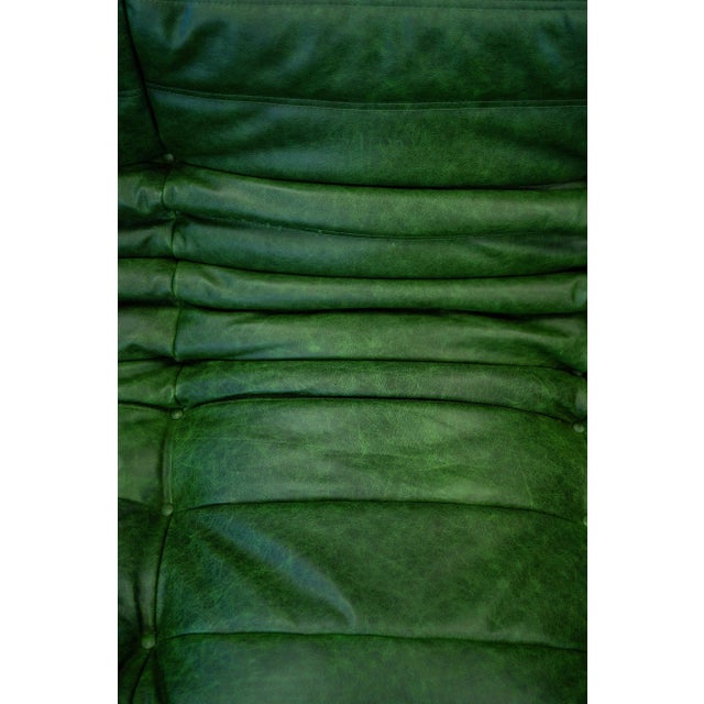 Togo Sofa in Green Leather by Michel Ducaroy, 1970s For Sale - Image 6 of 17