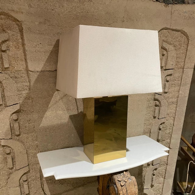 1980s Post Modern Sculptural Brass Table Lamp Style of Karl Springer For Sale - Image 12 of 13
