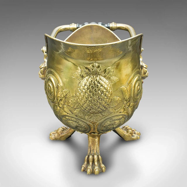 Mid 19th Century 1850 Victorian Antique Country House Fireside Bin, Brass, Ebony, Decor, Fire Bucket For Sale - Image 5 of 12