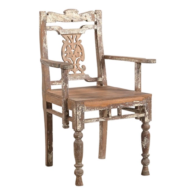 Pair of Vintage Anglo-Indian Teakwood Chairs For Sale