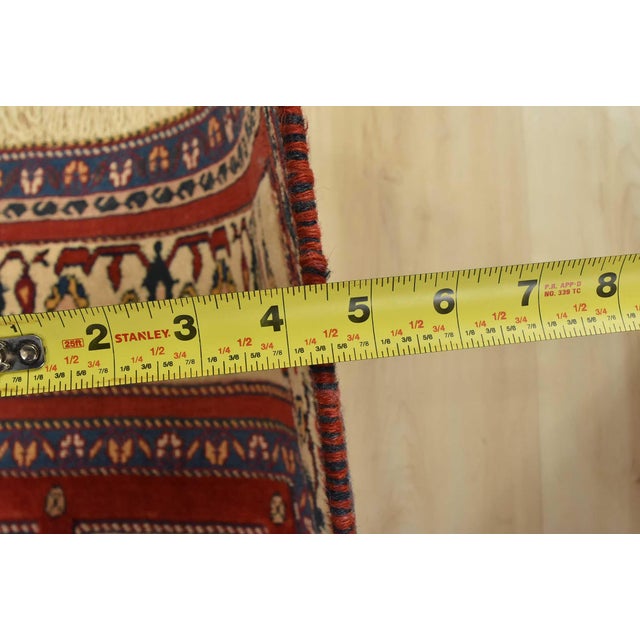 Gabbeh Rug 5′ X 6’4” Red Wool Vintage Tribal Hand-Knotted Oriental Carpet For Sale - Image 12 of 14