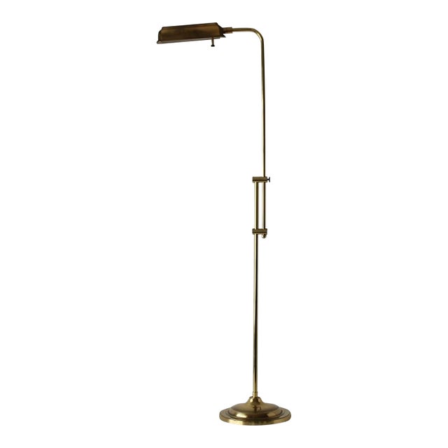 1970s Frederick Cooper Style Brass Pharmacy Library Reading Floor Lamp For Sale