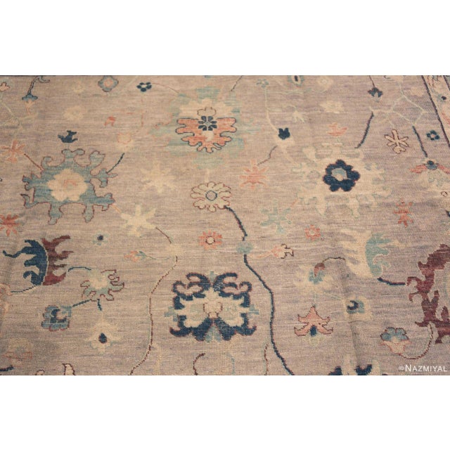 2020s Nazmiyal Collection Soft Neutral Area Modern Turkish Oushak Design Area Rug For Sale - Image 5 of 6