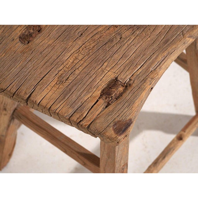 Antique Stool in Elm, 1900s For Sale - Image 4 of 7