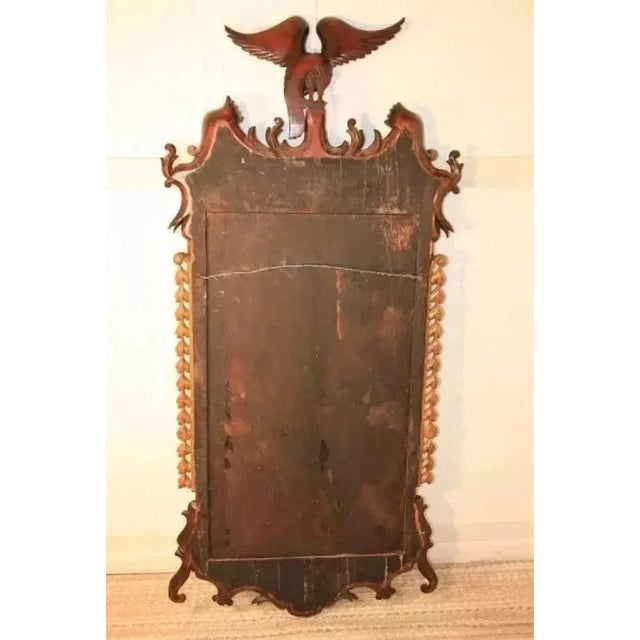 Antique Chippendale Style Mahogany and Giltwood Phoenix Bird Large Wall Mirror For Sale - Image 9 of 9