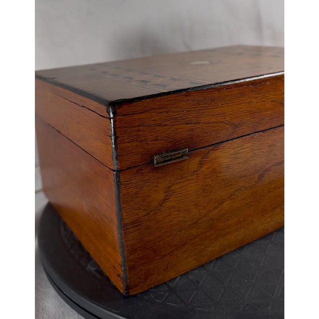 Victorian Black Walnut Tunbridge Ware Tea Caddy Box, Circa 1880. For Sale - Image 4 of 12