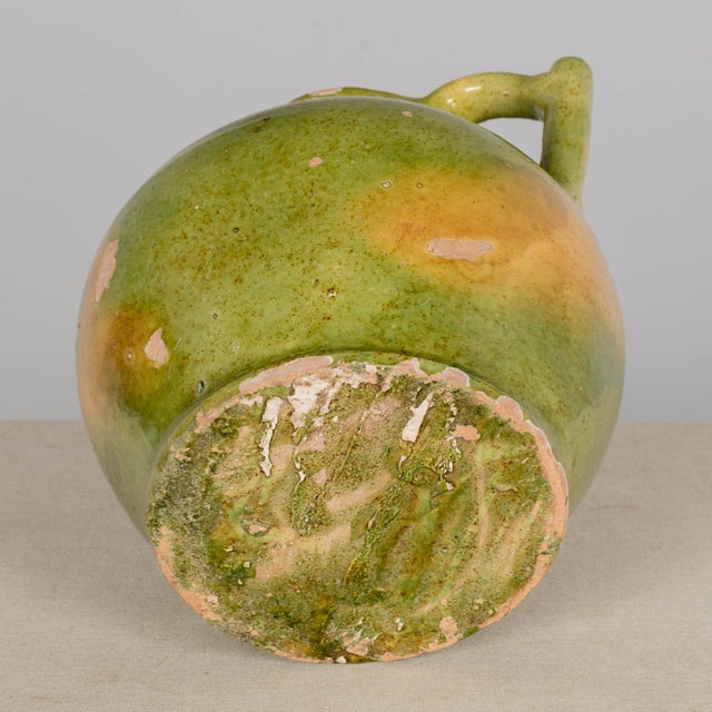 19th Century French Green Yellow Glazed Water Jug, Orjol For Sale - Image 11 of 12