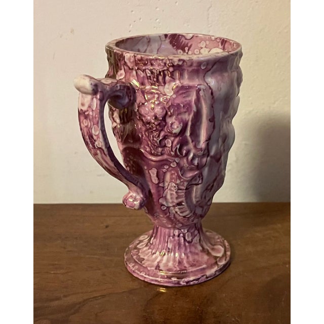 Pink Antique 19th Century English Staffordshire Pink Luster Satyr Head Mug With Frog Inside For Sale - Image 8 of 12