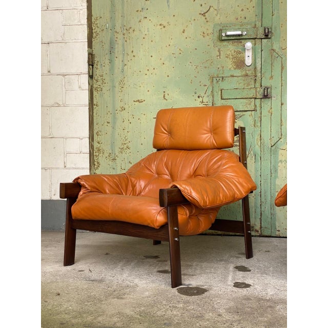 Lounge Chairs Modell MP-41 in Cognac Leder by Percival Lafer, Brazil, 1960s, Set of 2, in Very Good conditions. Designed...