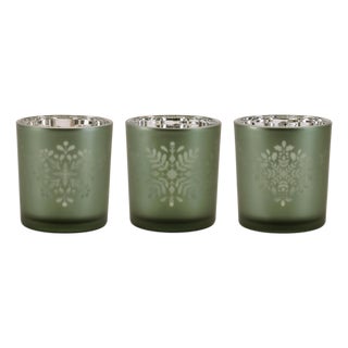 Frosted Snowflake Votive Holder (Set of 3) For Sale