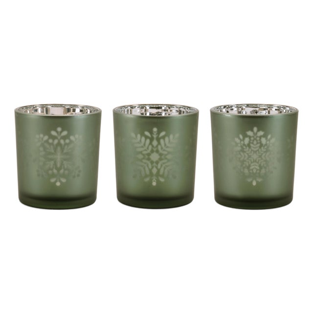 Frosted Snowflake Votive Holder (Set of 3) For Sale