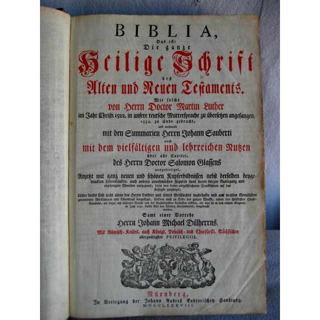 This large and splendid bible was publish in 1788 , it is richly illustrated with prints representing biblical pictures ,...