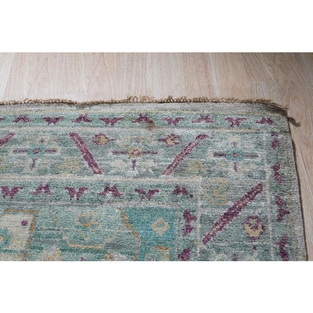2020s 9x12 Green Hand-Knotted Silk Faded Turquoise Medallions Tribal Modern Carpet Rug For Sale - Image 5 of 7