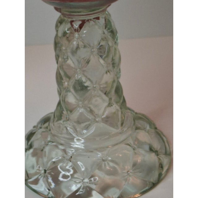 Rare Pair Antique Consolidated Pink & Blue Cased Glass Florette Stand Lamps P&A For Sale - Image 10 of 18