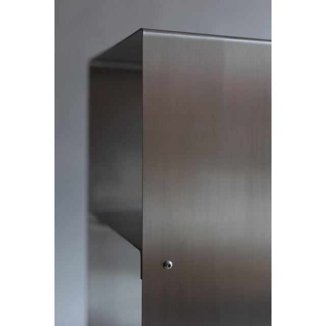 Cosmo Multifunctional Stool and Shelf in Brushed Stainless Steel by Form & Eisen For Sale - Image 4 of 18