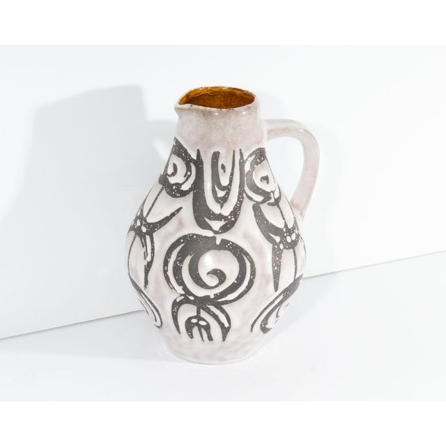 Contemporary Mid 20th Century Jasba Keramik West German Black and White Ceramic Pitcher For Sale - Image 3 of 8