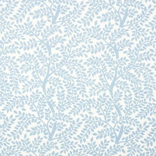 Sample - Schumacher Temple Garden II Fabric in Sky on Ivory For Sale
