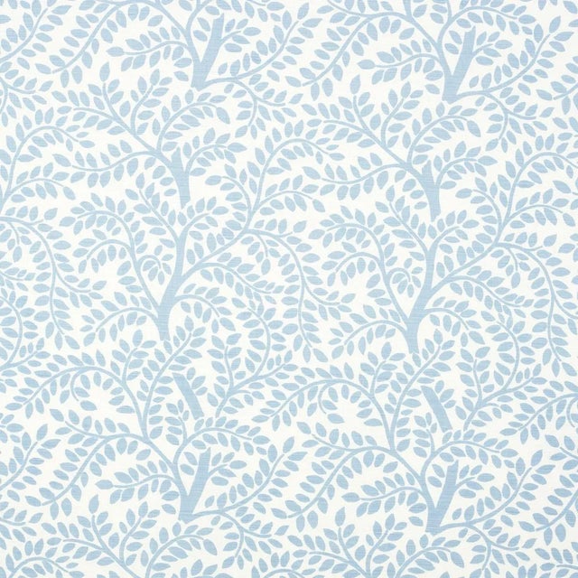 Sample - Schumacher Temple Garden II Fabric in Sky on Ivory For Sale