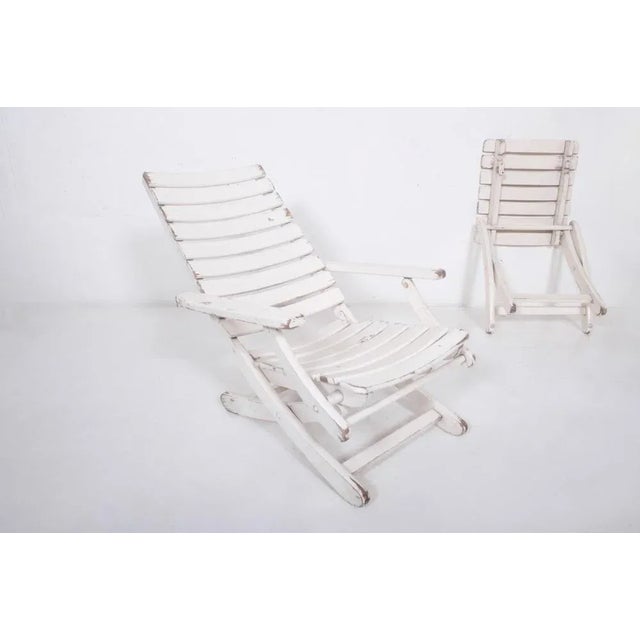 Set of Garden Lounge Chair with Footstool For Sale - Image 4 of 11