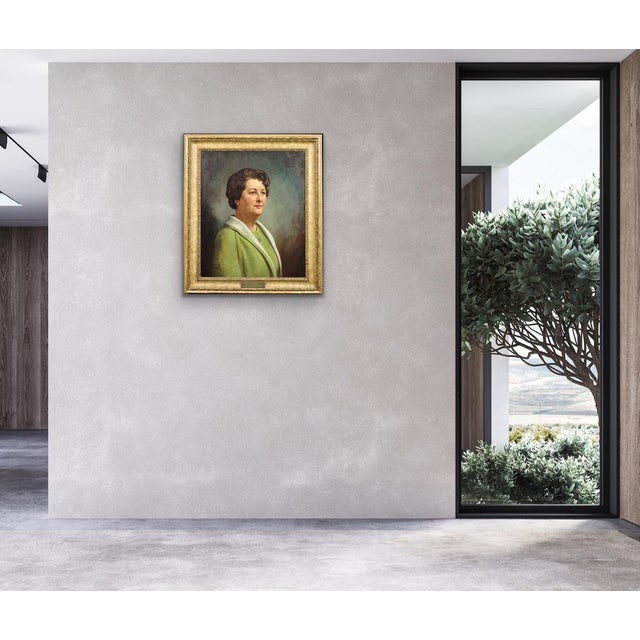 Howard Barron, Katherine Merry Nee Horstmann, Director of Horstmann Gear Company, 1946, Oil on Canvas For Sale - Image 12 of 18