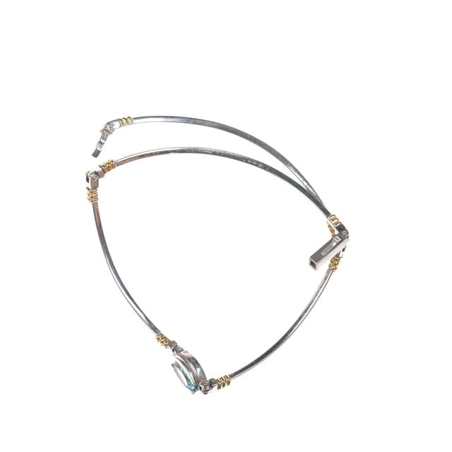 Metal Retro 18k/Sterling blue topaz collar necklace For Sale - Image 7 of 11