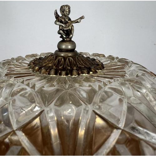Vintage French Style Brass Ornate Table Lamp with Cut Glass Shade For Sale - Image 5 of 16