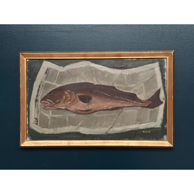 Original Vintage Oil on Canvas – “Fish” by Gerald – Signed – Framed – 64 × 40 cm (25.2" × 15.7") incl. frame An original...