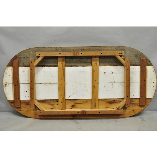 Vintage French Country Oval Pine Wood 78" Baluster Leg Farmhouse Dining Table For Sale - Image 17 of 18