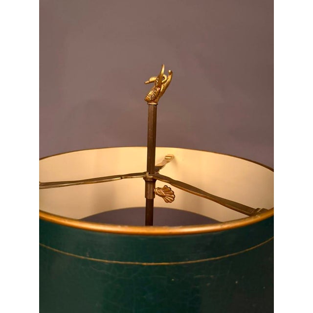 Late 19th Century French Empire Bouillotte Tole-Painted Lamp With Swan Finial, Circa 1890 For Sale In Indianapolis - Image 6 of 15