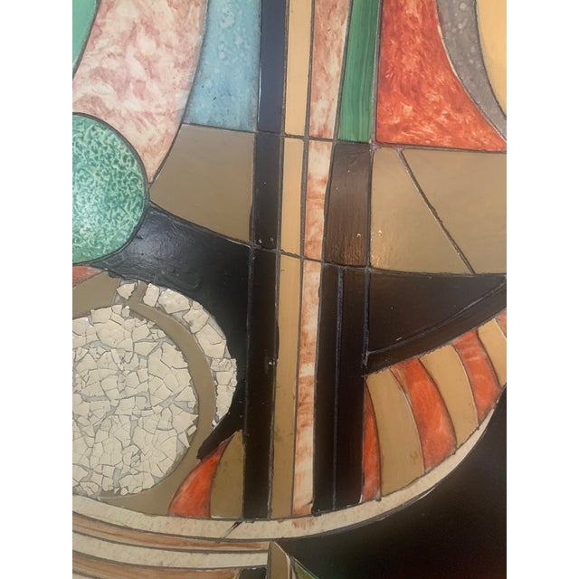 Large Mid Century Modern Studio Abstract Acrylic Mixed-Media Painting Picasso Inspired Original Decorative Artwork Handcrafted Girl Before a Mirror For Sale - Image 13 of 14