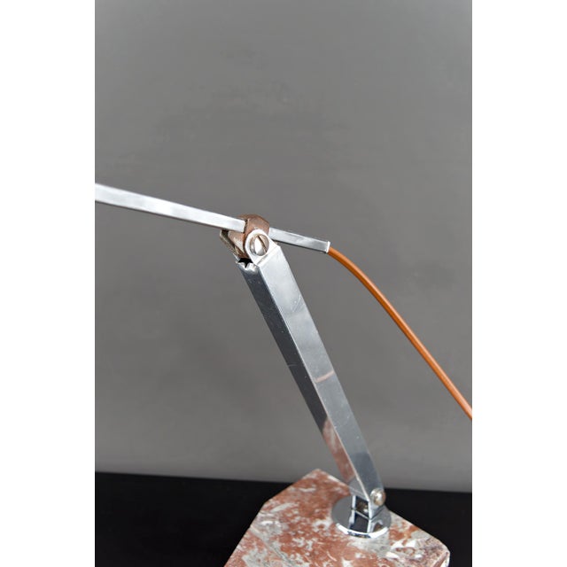 Art Deco Modernist Desk Lamp in Chrome, Aluminum and Marble, France, 1930s For Sale - Image 10 of 17