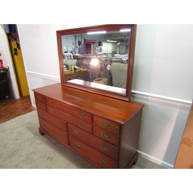 Wood Henkel Harris Solid Cherry Dresser With Mirror For Sale - Image 7 of 15