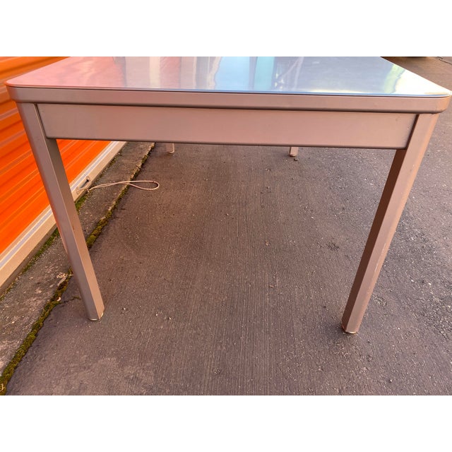 Metal Vintage Mid Century Modern Metal Tanker Desk Table For Sale - Image 7 of 11