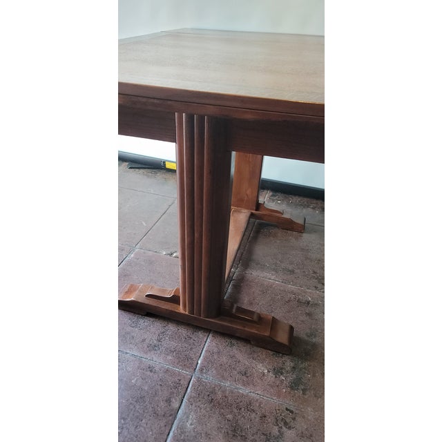 1920s Art Deco Oak Draw Leaf Dining Table From England 5 Feet Open For Sale In San Diego - Image 6 of 8