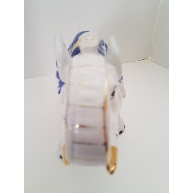 Vintage 1970s Chinoiserie Large Glazed Ceramic Hand Painted Blue & White Elephants Figurines - a Pair For Sale In Phoenix - Image 6 of 8