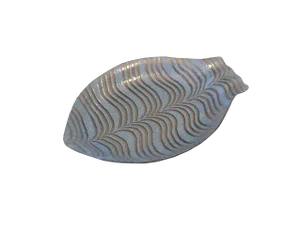 Mid-Century Modern Clear & Blue Art Glass Decorative Fish Form Plate, Signed