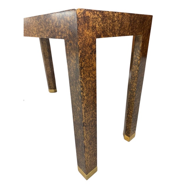 Wood Vintage Henredon Faux Tortoiseshell & Smoked Glass Console Table - Circa 1970's For Sale - Image 7 of 8