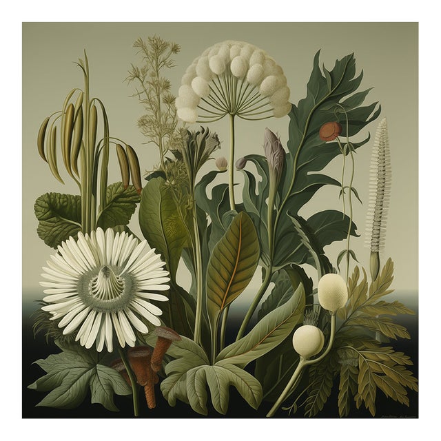 Dark Green Antique Botanical Garden Study No. 17 - Natural History Fine Art Print For Sale