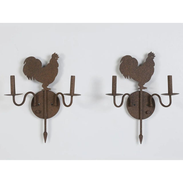 American Made Rooster Sconces - a Pair For Sale - Image 13 of 13