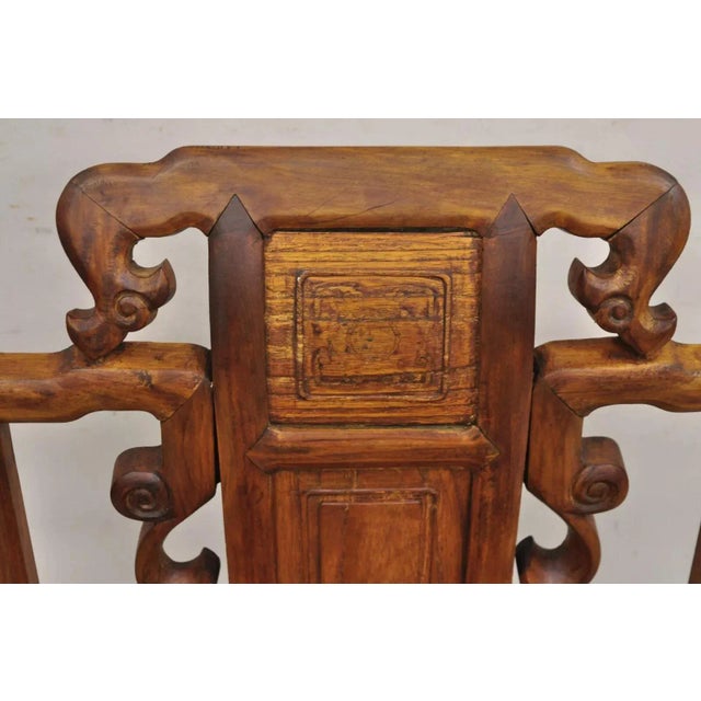 Mid 20th Century Vintage Carved Teak Wood Japanese Imperial Meiji Style Side Chair For Sale - Image 5 of 12