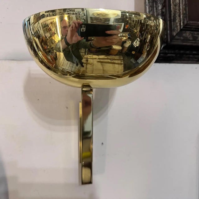 1980s Two 1980s Elegant Mid-Century Modern Brass Italian Wall Sconces by Lumi Milano For Sale - Image 5 of 13