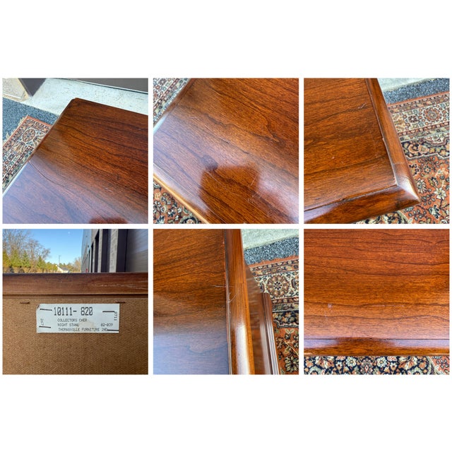 Vintage Thomasville Chippendale Collector's Cherry Nightstand Cabinet With Drawer For Sale - Image 10 of 17