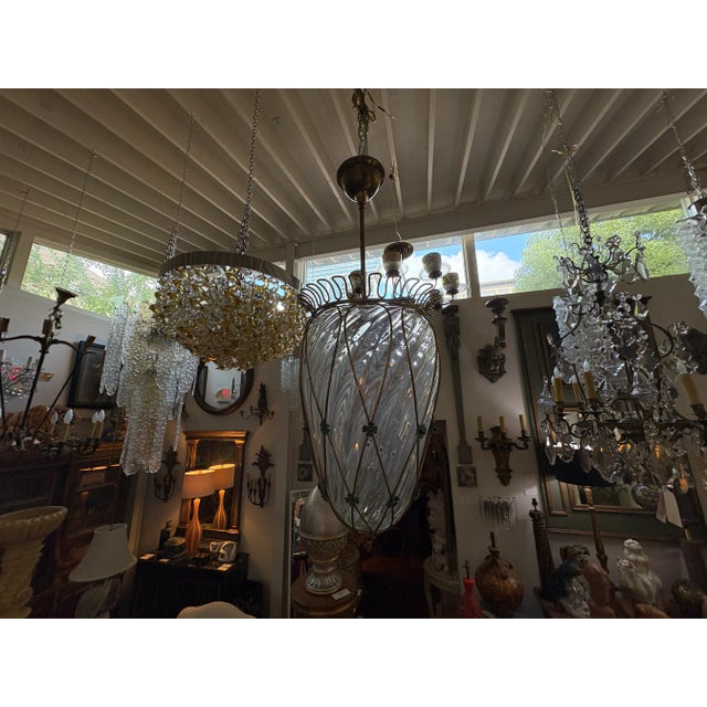 Mid-Century Modern 1960s Italian Bronze and Glass Lantern For Sale - Image 3 of 11