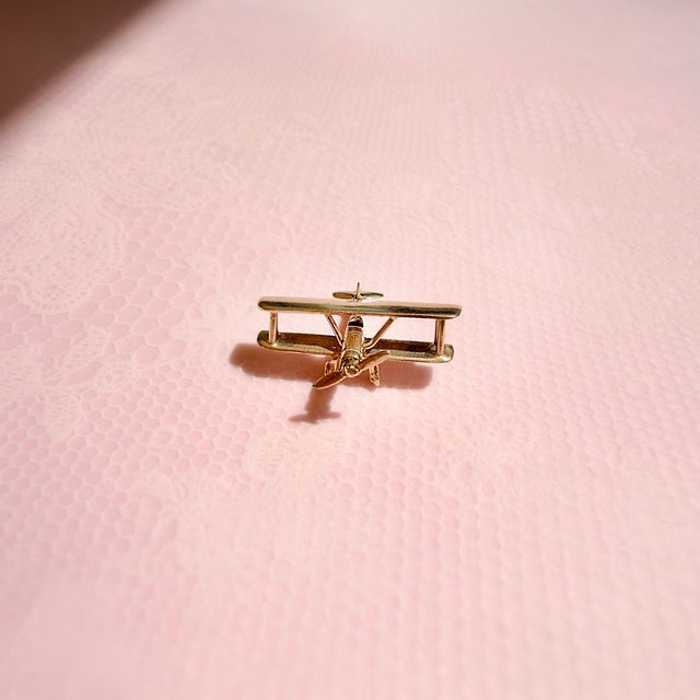 Vintage 14k Articulating Airplane, Biplane Charm, Pendant For Sale - Image 12 of 12