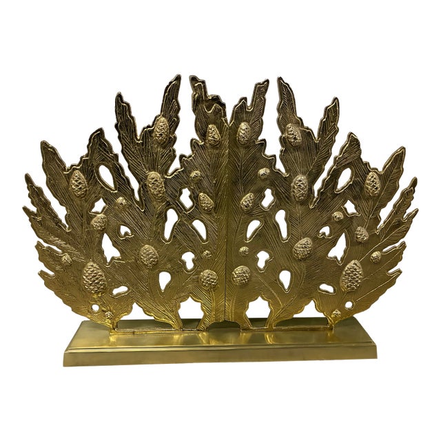 Williams Sonoma Brass Winter Forest Fireplace Screen For Sale