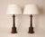 French Vintage French Traditional Tablelamps Empire Style Cast Iron Bronze Beige Linen Shade - A Pair For Sale - Image 3 of 11