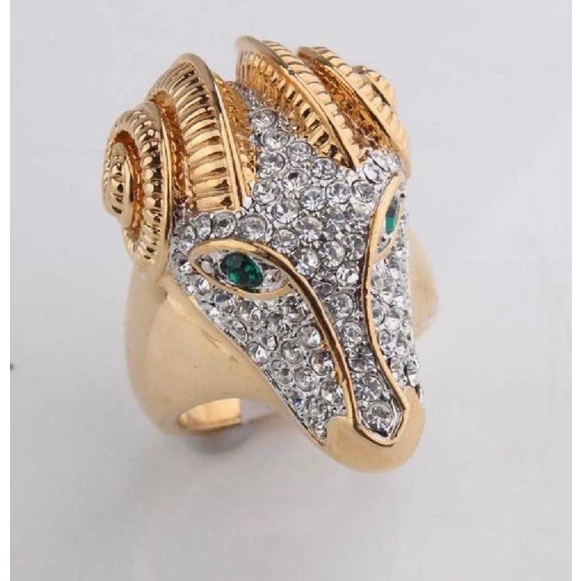 This is part of Chairish’s Costume Jewelry assortment. Impressive Large Ram Head Ring made to Impress! Beautiful Ram Head...