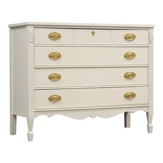 1960s White and Gold Brass Chic Dresser For Sale