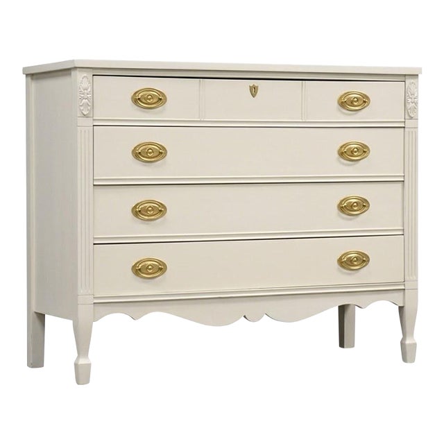 1960s White and Gold Brass Chic Dresser For Sale